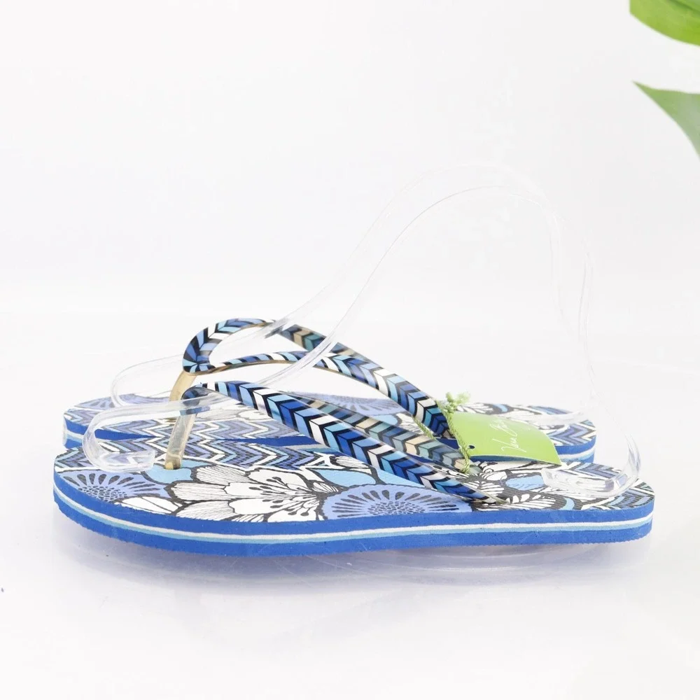 Vera Bradley Womens Sandals Size 6 Blue Bayou Thong Flip Flop Slide Paisley Shoe